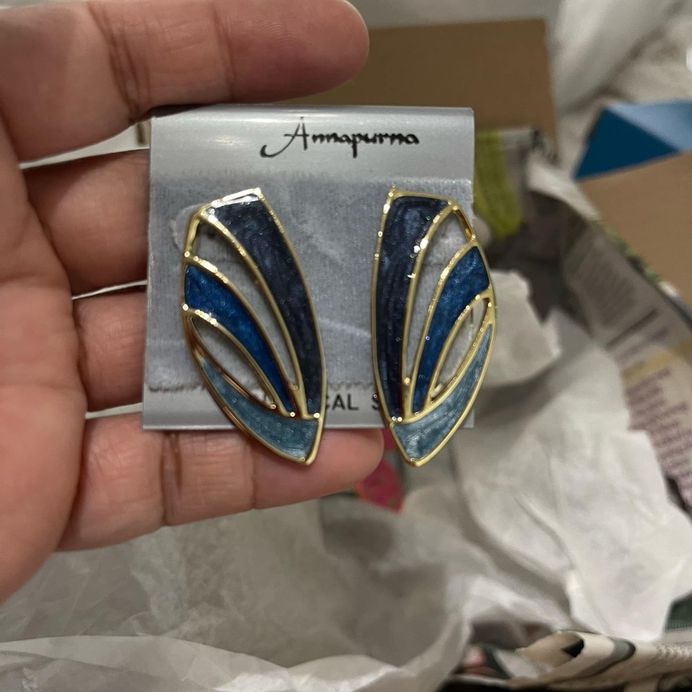 Annapurna Blue Enamel Earrings